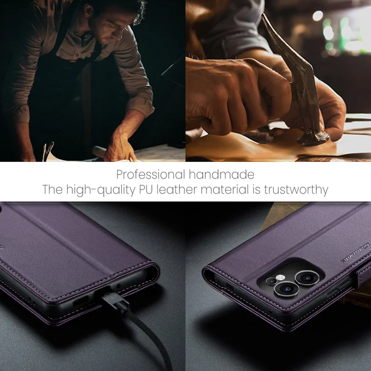 For Oppo Reno13 F 4G / Oppo Reno13 F 5G Case CASEME 023 Series RFID Blocking Leather Wallet Stand Phone Cover - Purple