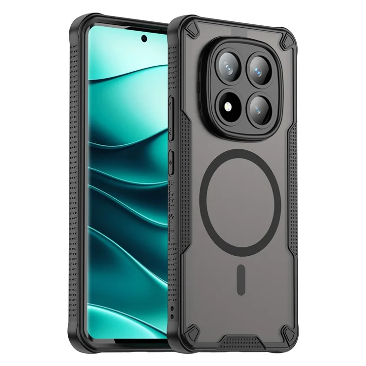 Bulk Purchasing For Xiaomi Redmi Note 14 Pro+ 5G Magnetic Case Drop Proof TPU + PC Phone Back Cover - Black