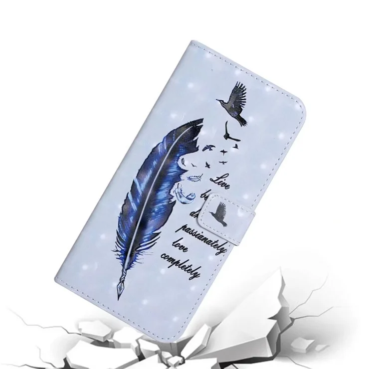 For Honor Magic7 Pro 5G Case 3D Creative Pattern PU Leather Stand Phone Cover - Blue Feather
