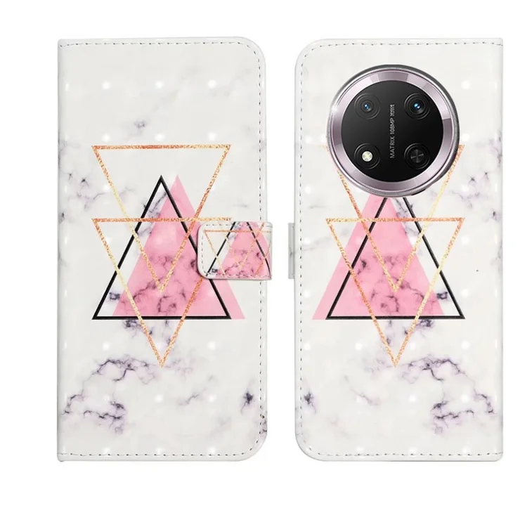 For Honor X9c 5G Case 3D Creative Pattern PU Leather Stand Phone Cover - Triangle Marble