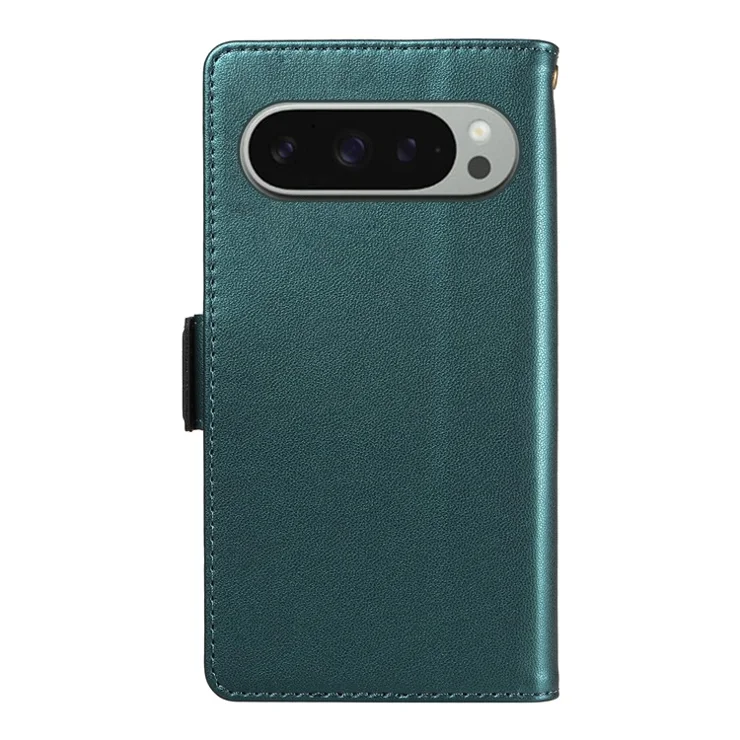 For Google Pixel 9 Pro XL Case with Multi-Card Holder and Strap PU Leather Phone Cover Stand - Green