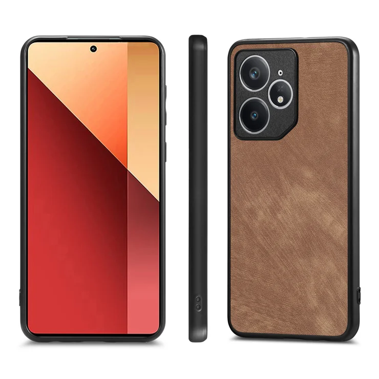 For Realme Neo7 5G Case Shockproof Slim Retro Leather Phone Back Cover - Brown