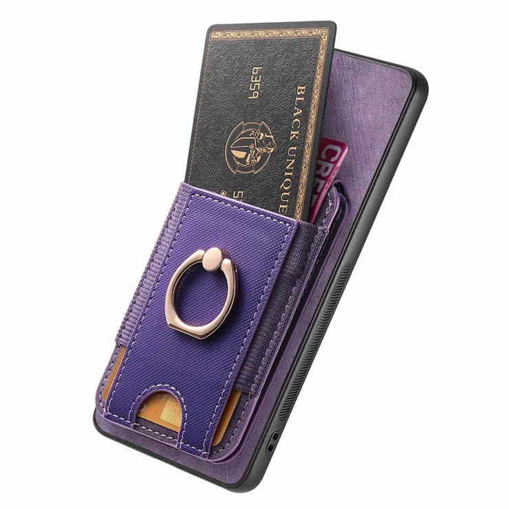 For Google Pixel 9a Case Compatible with MagSafe Leather Back Cover with Detachable Card Holder Kickstand - Purple