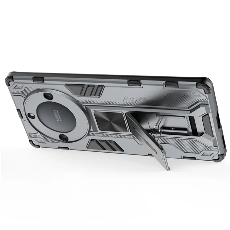 For Honor X40 5G Kickstand Protective Phone Case Drop-proof Hard PC Soft TPU Hybrid Cover - Grey