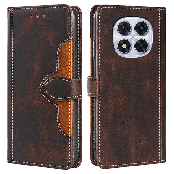 Leather Case For Xiaomi Redmi Note 14 Pro 5G / Note 14 Pro+ 5G / Poco X7 5G Wallet Phone Cover with Straw Hat Magnetic Clasp - Brown