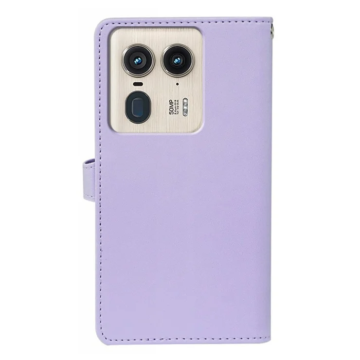 For Motorola Edge 50 Ultra 5G / Moto X50 Ultra 5G Case with 9 Card Slots PU Leather Stand Phone Cover - Purple
