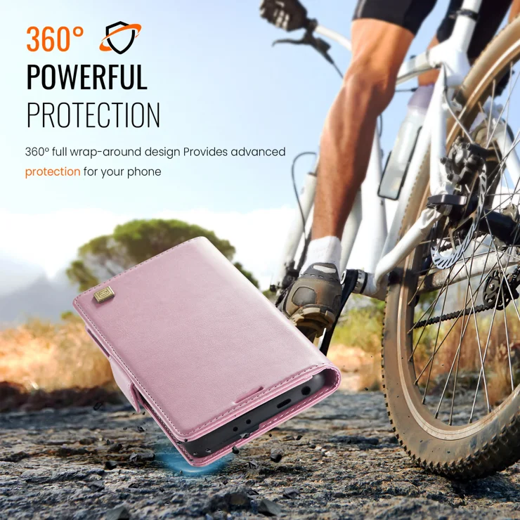 For Xiaomi Redmi Note 13 4G Case AUTSPACE A11 RFID Blocking Retro Leather Cell Phone Wallet Cover - Pink