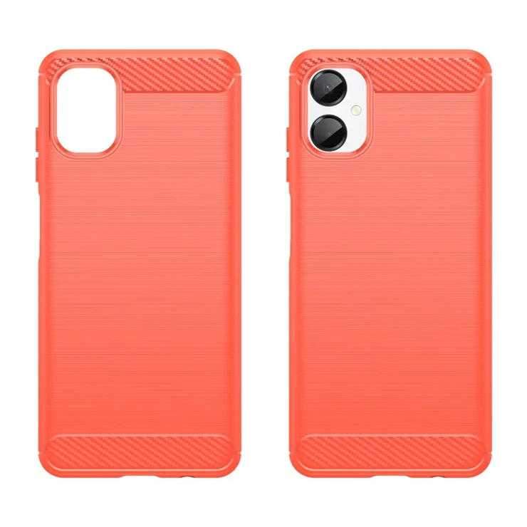 For Samsung Galaxy A06 5G Case Protective Phone Cover Carbon Fiber Texture Brushed - Red