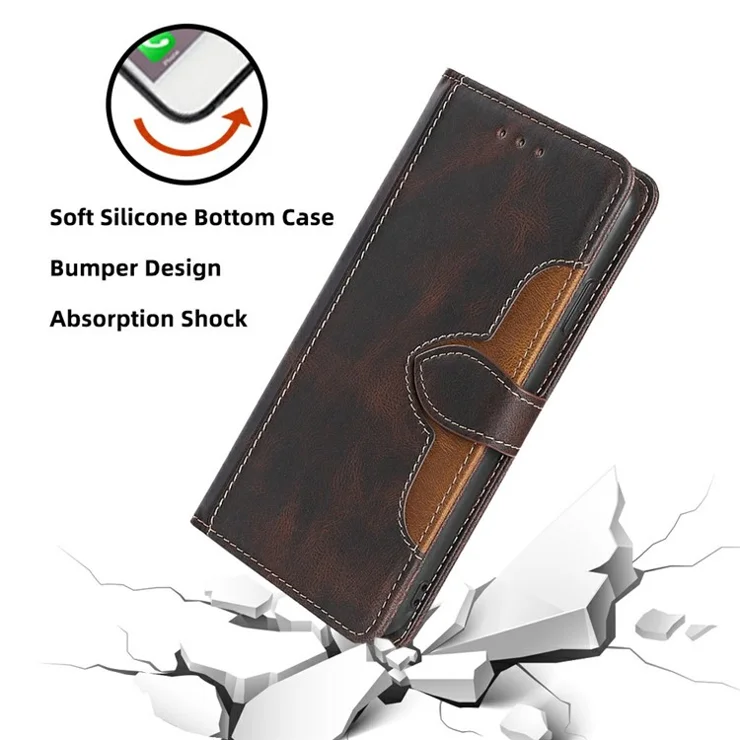 For TECNO Pova 6 Neo Case Leather Wallet Phone Cover with Straw Hat Magnetic Clasp - Brown
