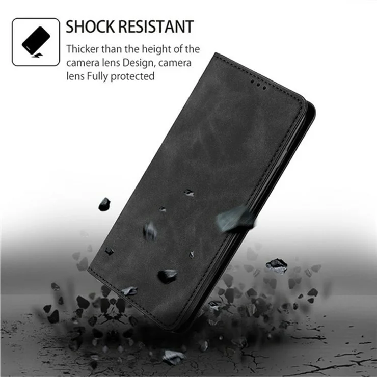 Phone Case For Motorola Edge 50 Neo 5G / Moto S50 5G / ThinkPhone 25 5G Card Holder PU Leather Magnetic Closing Cover - Black