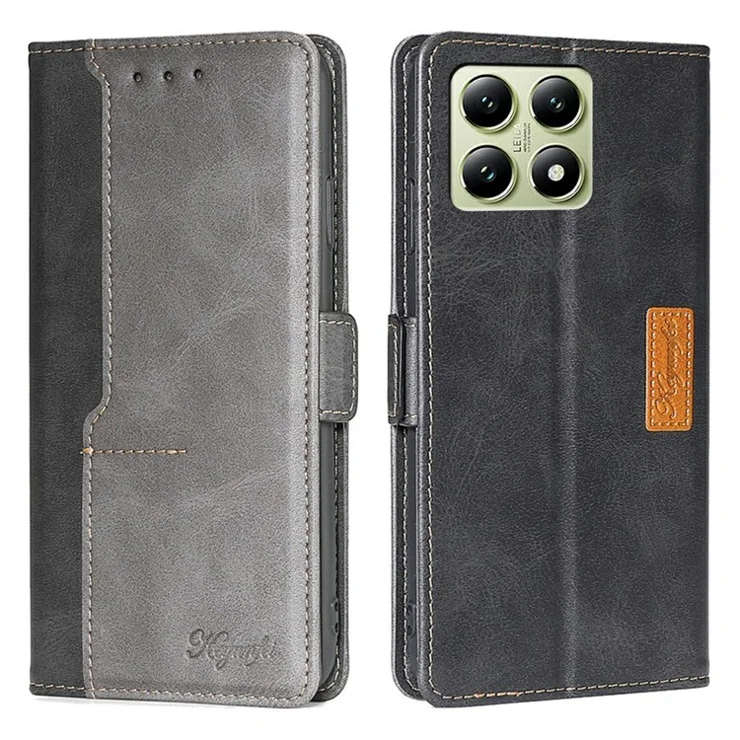 For Xiaomi 14T Case Contrast Color Wallet Leather Phone Cover - Black + Grey