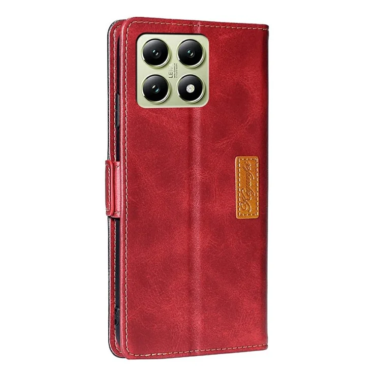 For Xiaomi 14T Case Contrast Color Wallet Leather Phone Cover - Black + Red
