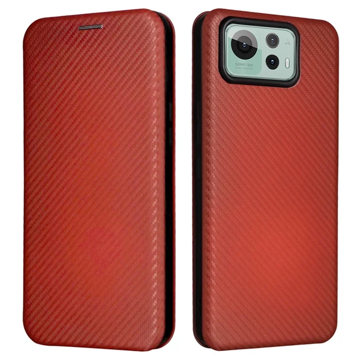 For Asus Zenfone 12 Ultra 5G Case Carbon Fiber Texture Drop-Proof PU Leather Phone Cover - Brown