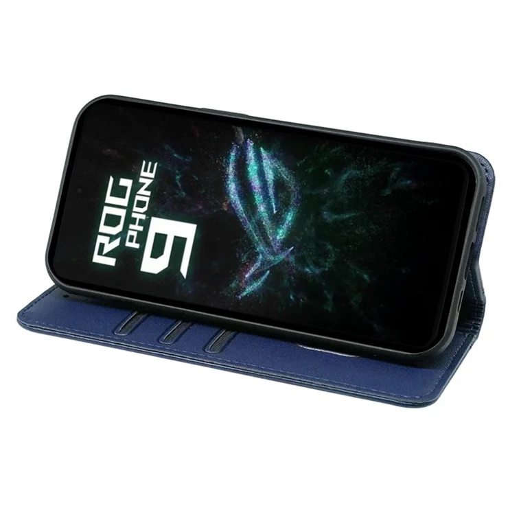 HX01 For Asus ROG Phone 9 5G Wallet Case Magnetic Closing PU Leather Phone Cover - Blue