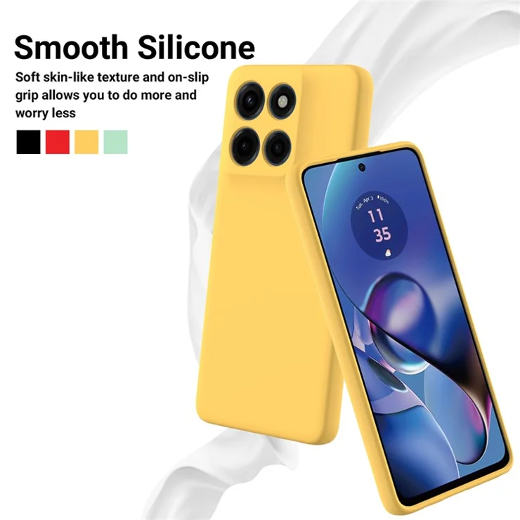 For Motorola Moto G Stylus 5G (2025) Liquid Silicone Case Phone Back Cover with Hand Strap - Yellow