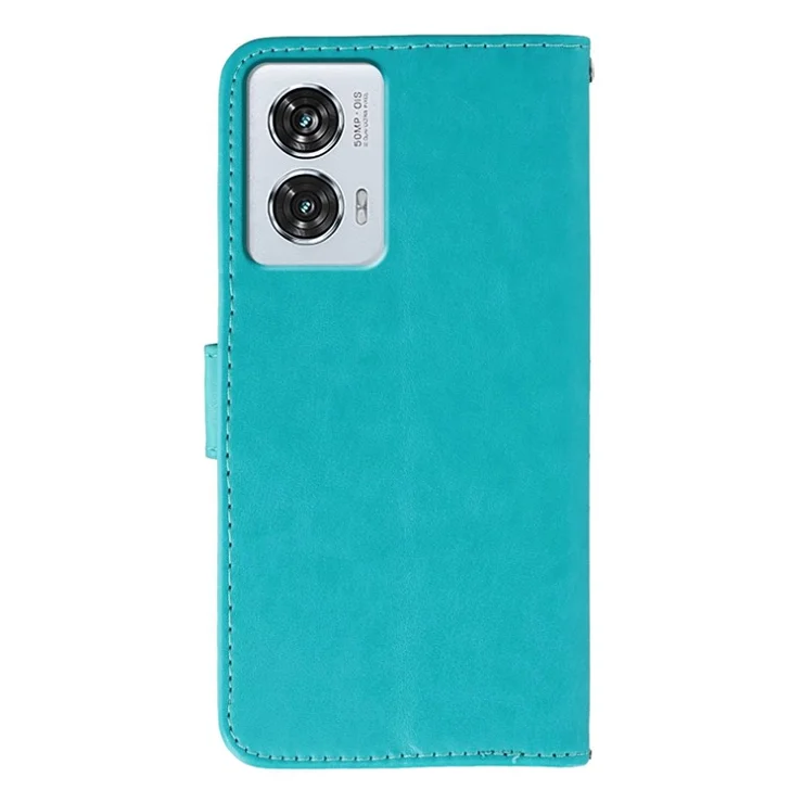 For Motorola Edge 50 Fusion 5G Case PU Leather Flip Wallet Phone Cover with Strap - Blue