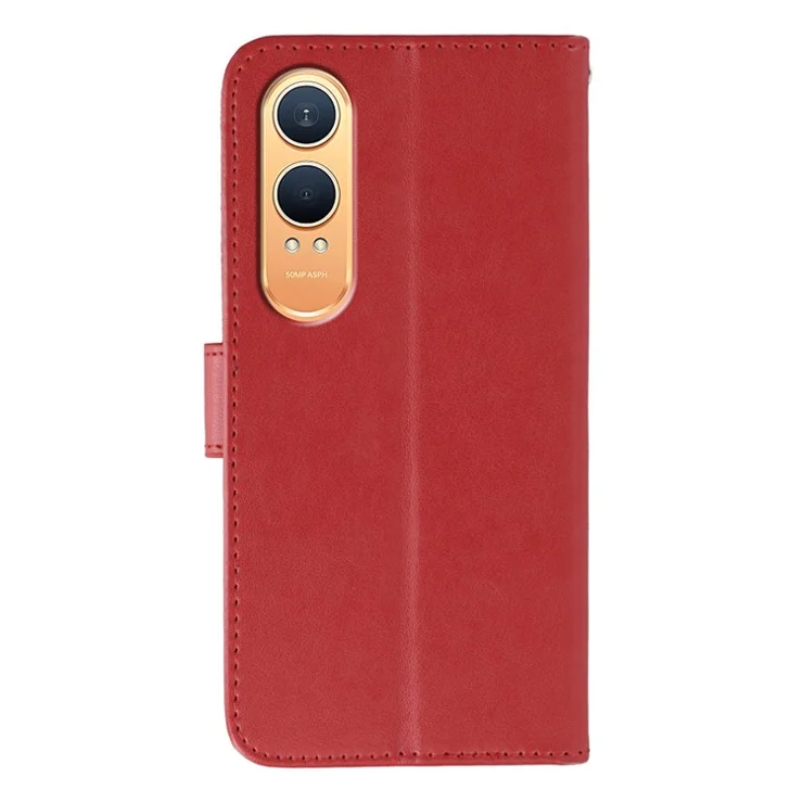 For OnePlus Nord CE4 Lite 5G Cases PU Leather Flip Wallet Phone Cover with Strap - Red