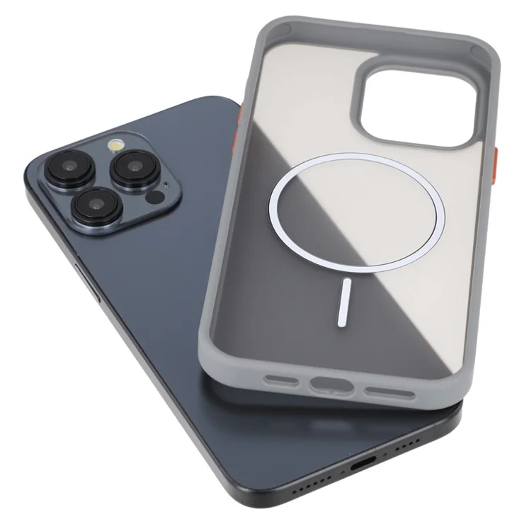 For iPhone 15 Pro Magnetic Case Skin Touch TPU + PC Phone Back Cover - Grey