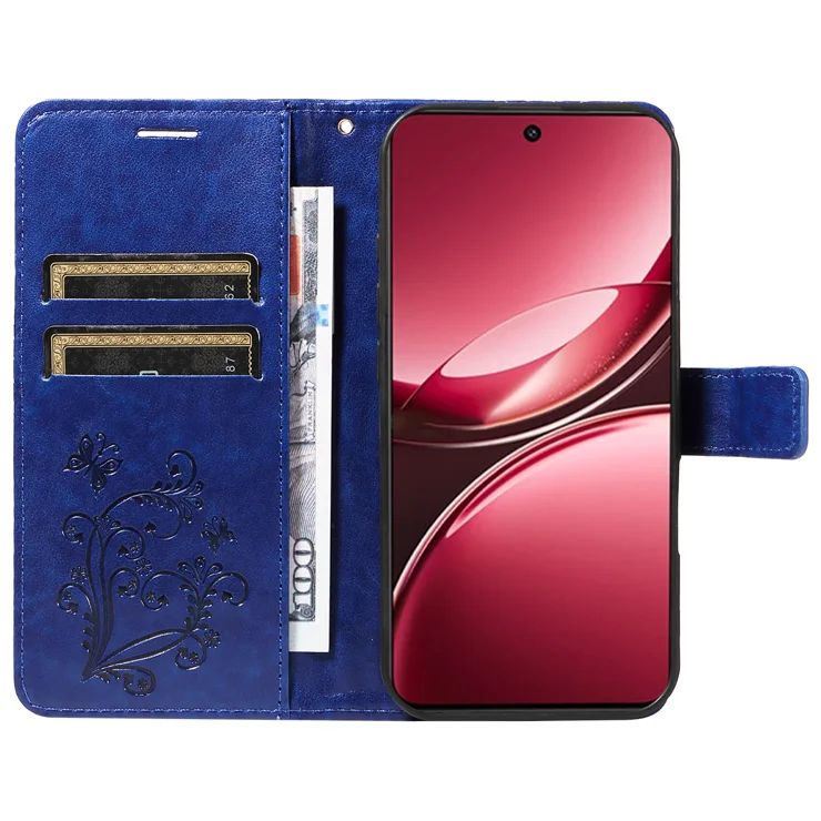 For vivo V50 Lite 5G Wallet Case Floral Butterfly Imprinted Leather Phone Cover Stand - Blue