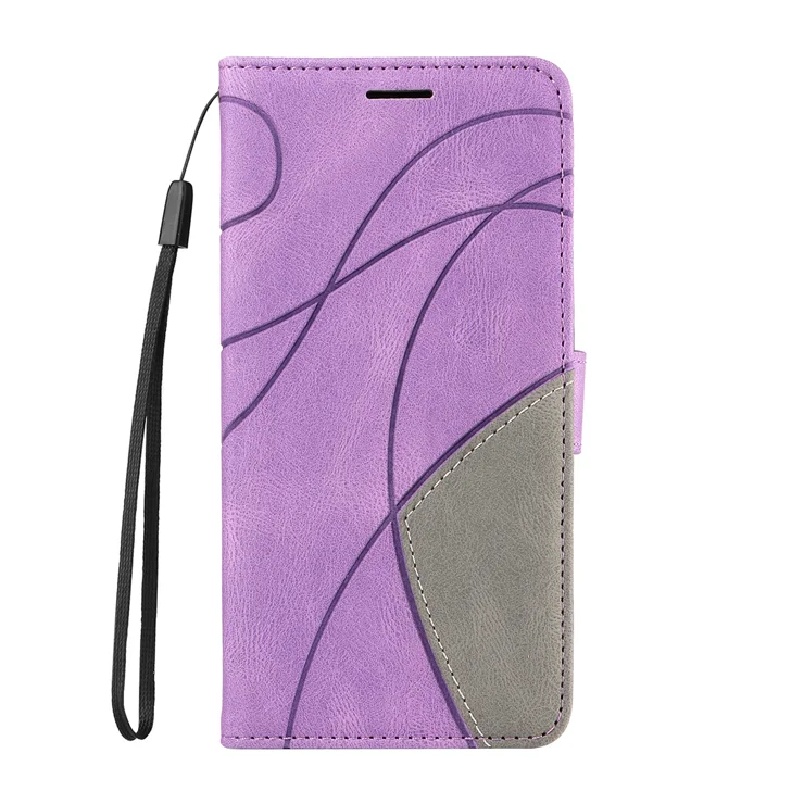 For vivo V40 Lite 5G / vivo V30e 5G Leather Phone Case Stand Wallet with Bi-colour Splicing Design - Purple