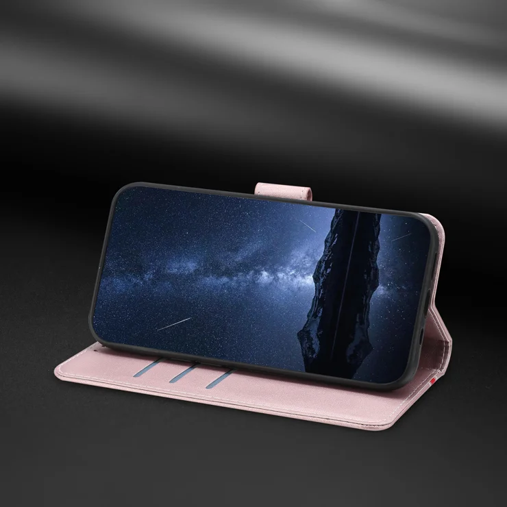 For Google Pixel 9 Phone Cases Wallet Stand Color Splicing Leather Cover with Magnetic Clasp - Rose Gold