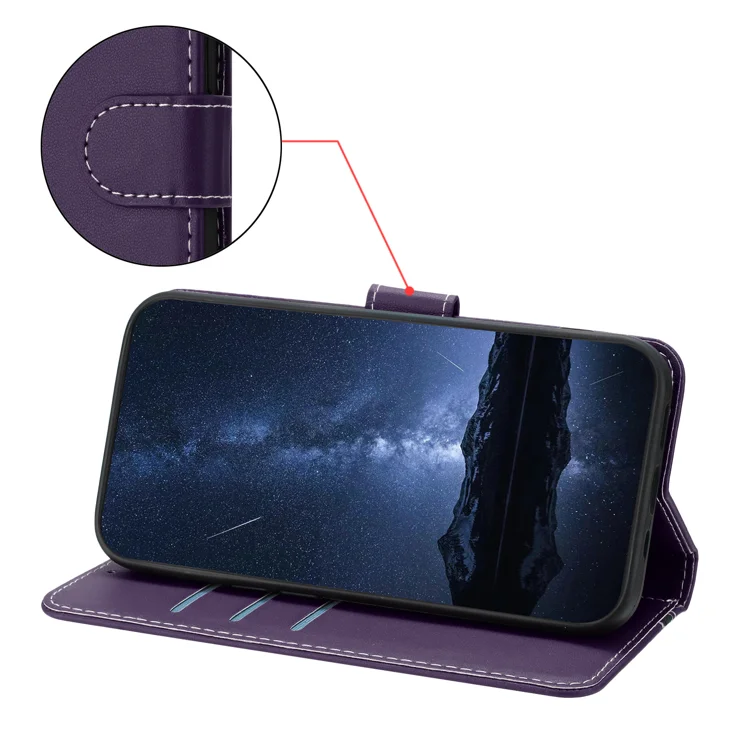For Honor 200 Pro 5G Phone Cases Wallet Stand Color Splicing Leather Cover with Magnetic Clasp - Purple