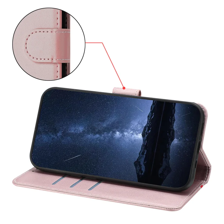 For Honor X6b 4G Phone Cases Wallet Stand Color Splicing Leather Cover with Magnetic Clasp - Rose Gold