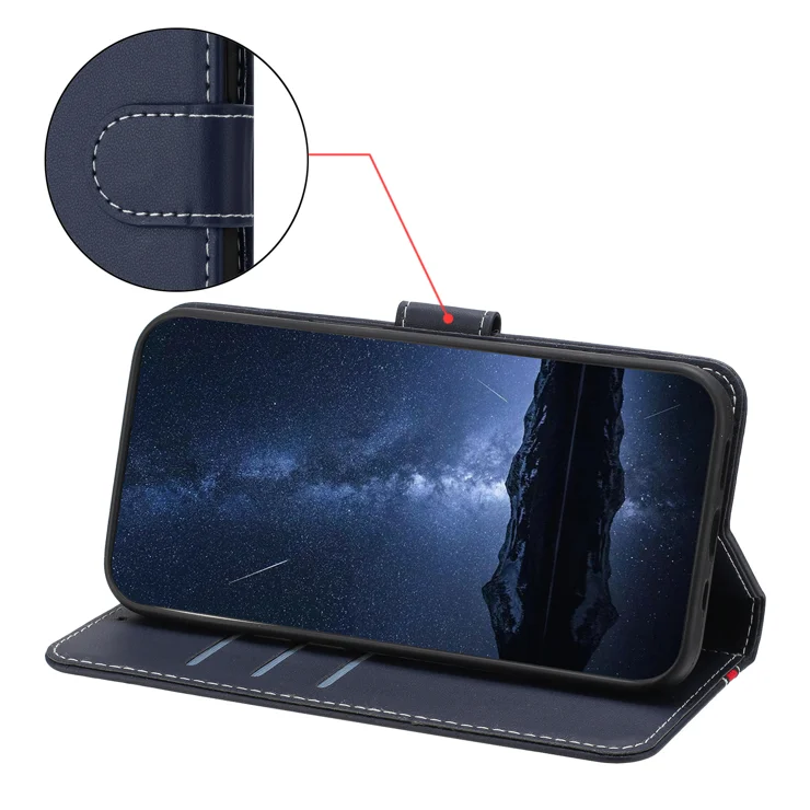 For Samsung Galaxy A34 5G Phone Cases Wallet Stand Color Splicing Leather Cover with Magnetic Clasp - Blue
