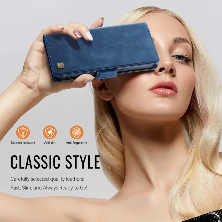 For Samsung Galaxy S25 Edge Case AUTSPACE A11 RFID Blocking Retro Leather Cell Phone Wallet Cover - Blue