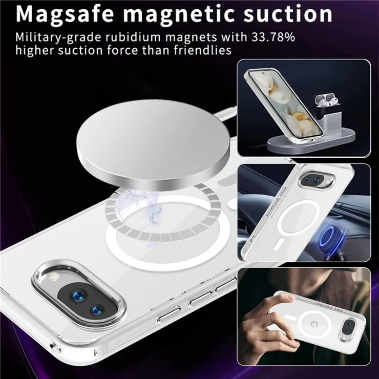 For Google Pixel 9a Case Compatible with MagSafe TPU+PC Transparent Phone Cover - Transparent