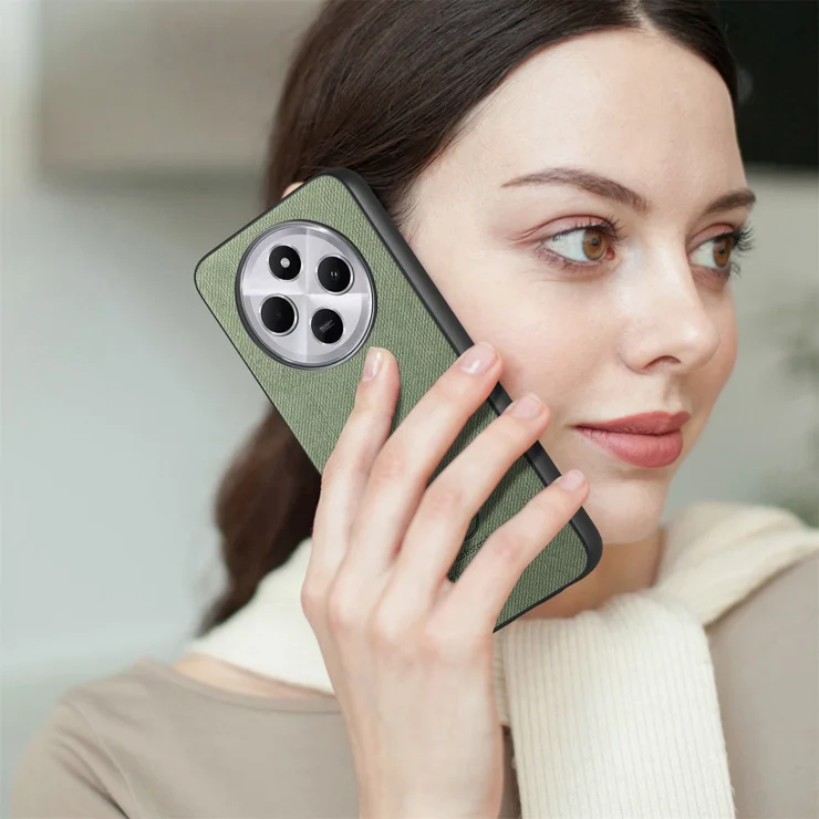 For Xiaomi Redmi 14C 5G / Xiaomi Redmi 14C 4G Leather Phone Back Cover with Cloth Texture - Green