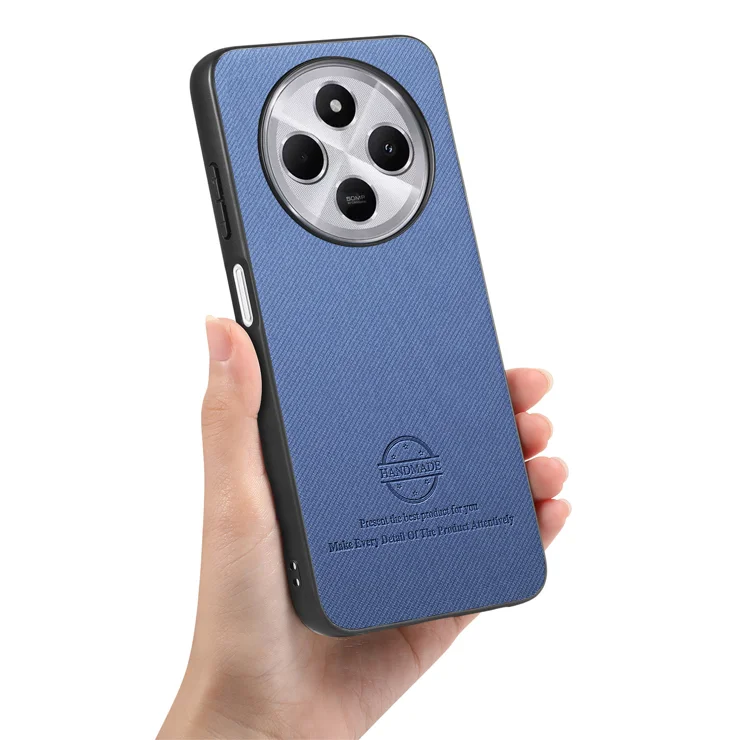 For Xiaomi Redmi 14C 5G / Xiaomi Redmi 14C 4G Leather Phone Back Cover with Cloth Texture - Blue