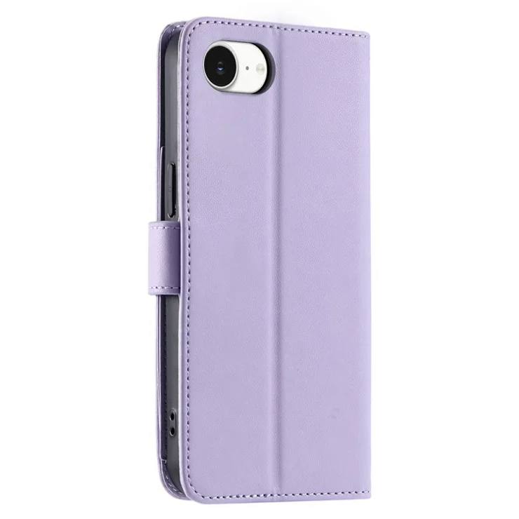 For iPhone 16e Crossbody Leather Case Ring Buckle Wallet Stand Rhombus Mobile Cover - Purple