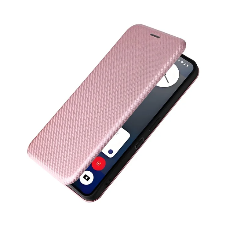 For Nothing Phone (3a) Pro Case Carbon Fiber Texture Drop-Proof PU Leather Phone Cover - Rose Gold