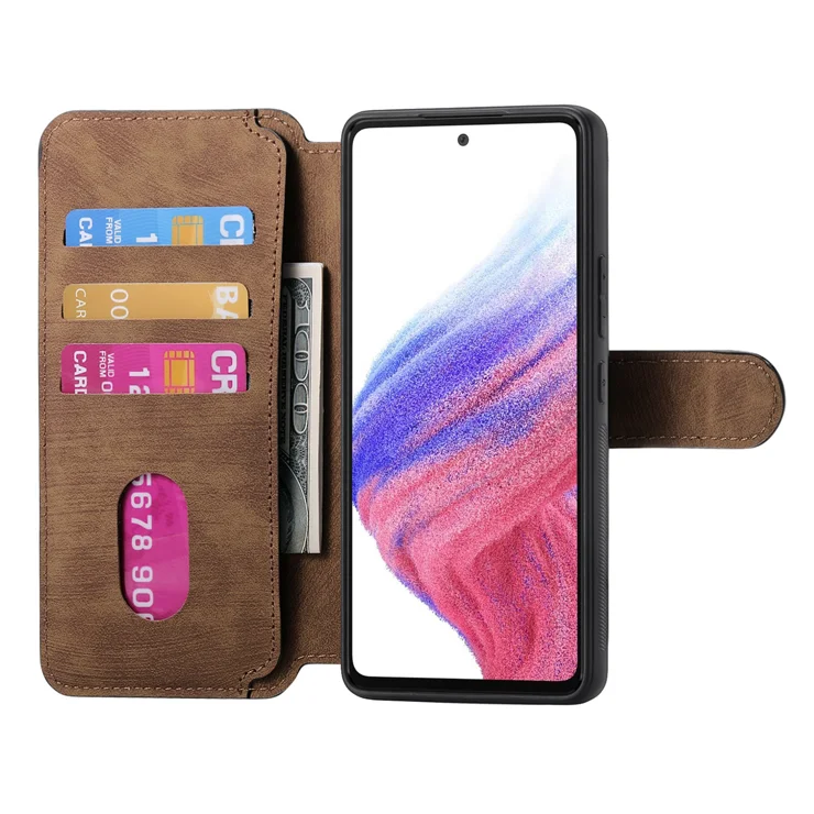 For Motorola Edge 50 5G Magnetic Case CASENEO Detachable Leather Phone Wallet Cover - Brown