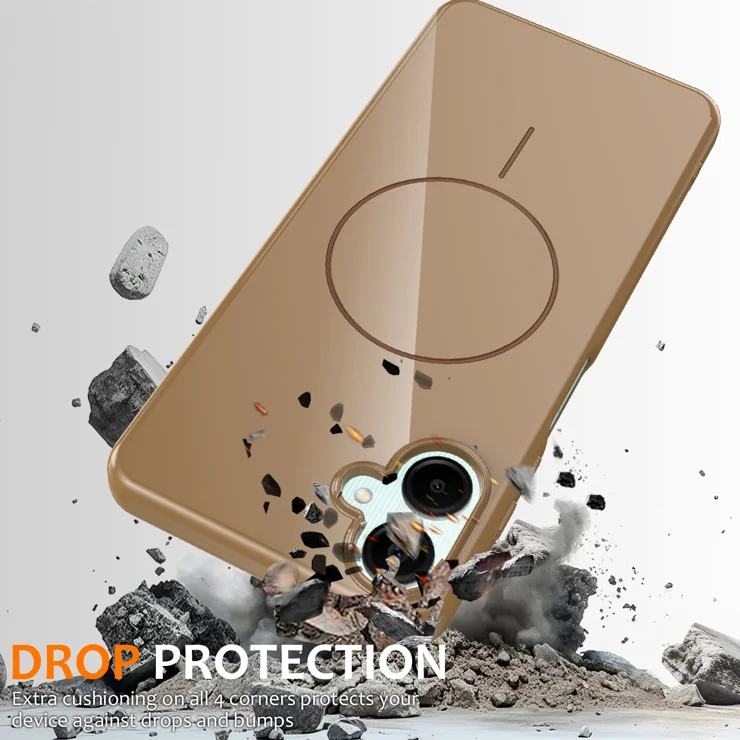 For Samsung Galaxy F06 5G / Galaxy M06 5G / Galaxy A06 5G Magnetic Case Compatible with MagSafe TPU Phone Back Cover with Lanyard - Desert Gold
