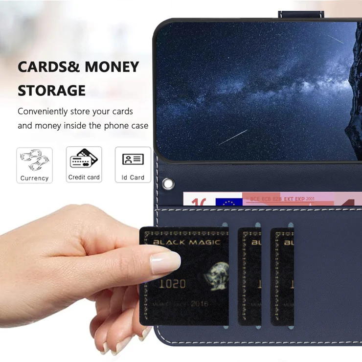 For Xiaomi Redmi Note 13 Pro 4G Phone Cases Wallet Stand Color Splicing Leather Cover with Magnetic Clasp - Blue