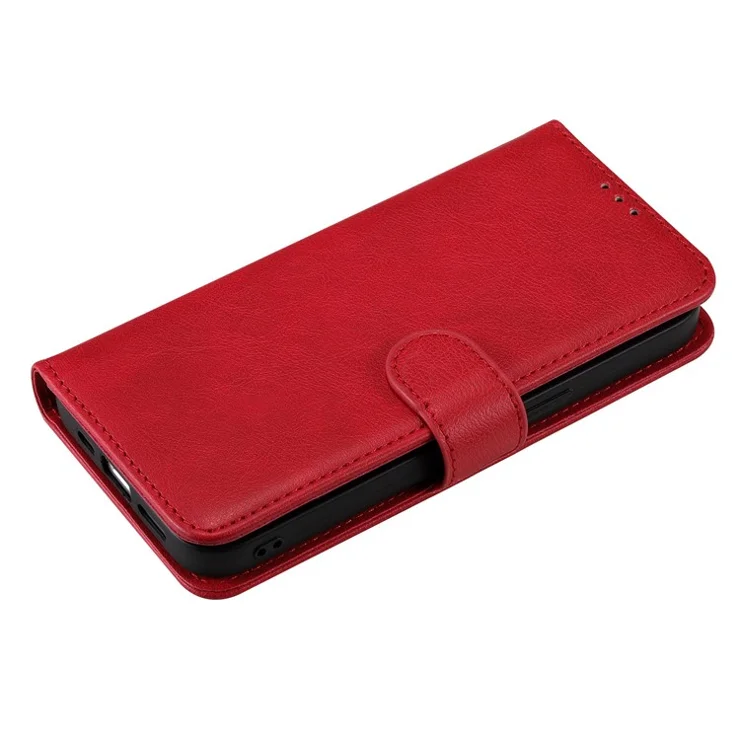 For iPhone 14 Case 2 in 1 Detachable Magnetic Leather Wallet Mobile Cover with Strap - Red