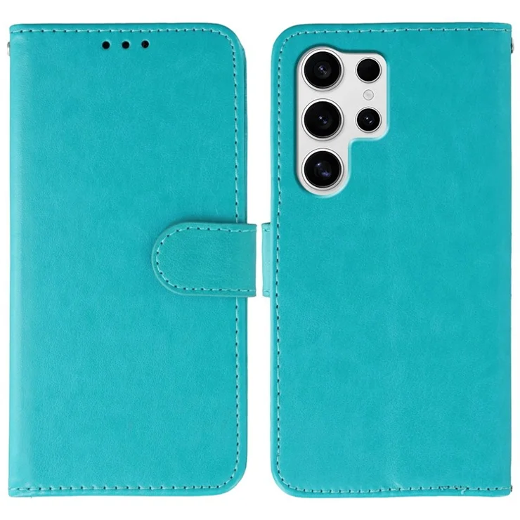 For Samsung Galaxy S24 Ultra Case PU Leather Flip Wallet Phone Cover with Strap - Blue