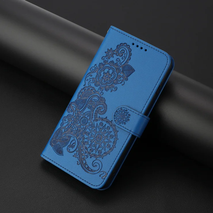 For Xiaomi Redmi Note 13 Pro+ 5G Phone Cases Mandala Flower Leather Wallet Mobile Cover with Strap - Royal Blue