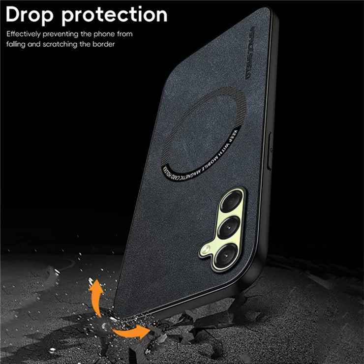 WANLONFENG YBP Series For Samsung Galaxy A16 5G / 4G Magnetic Case with Tempered Glass Film PU Leather + TPU Phone Cover Large Cutout - Grey