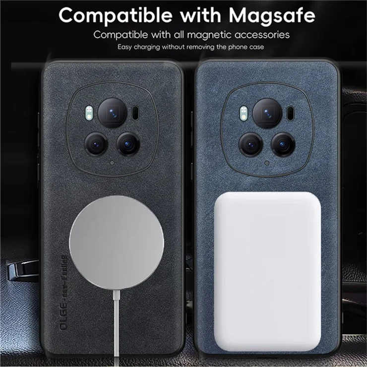 WANLONFENG YBP Series For Honor Magic6 Pro 5G Magnetic Case with Tempered Glass Film PU Leather + TPU Phone Cover Precise Cutouts - Grey