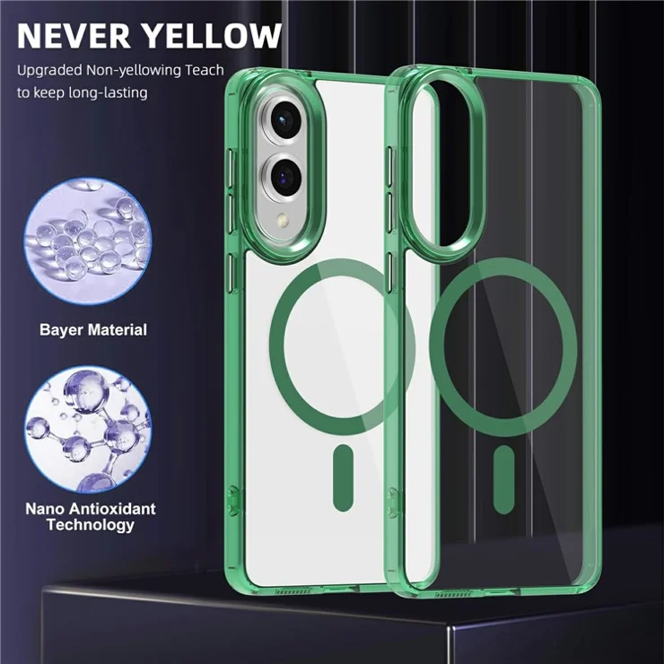 For Samsung Galaxy S25 Edge Case Compatible with MagSafe TPU+PC Transparent Phone Cover - Green