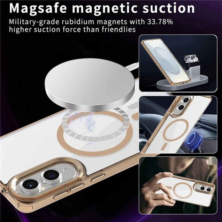 For Samsung Galaxy S25 Edge Case Compatible with MagSafe TPU+PC Transparent Phone Cover - Desert Gold