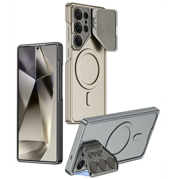 GKK For Samsung Galaxy S24 Ultra Case Compatible with MagSafe Slim PC Phone Cover with Metal Lens Cover - Silver