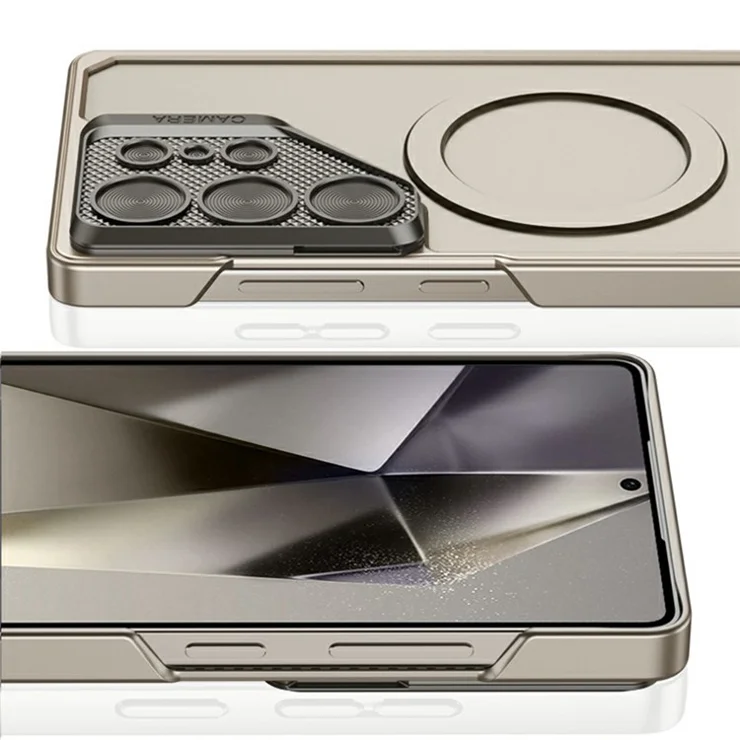 GKK For Samsung Galaxy S24 Ultra Case Compatible with MagSafe Slim PC Phone Cover with Metal Lens Cover - Silver