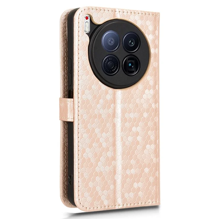 For TECNO Camon 40 Premier 5G Wallet Case Dot Pattern Imprint PU Leather Phone Cover - Rose Gold