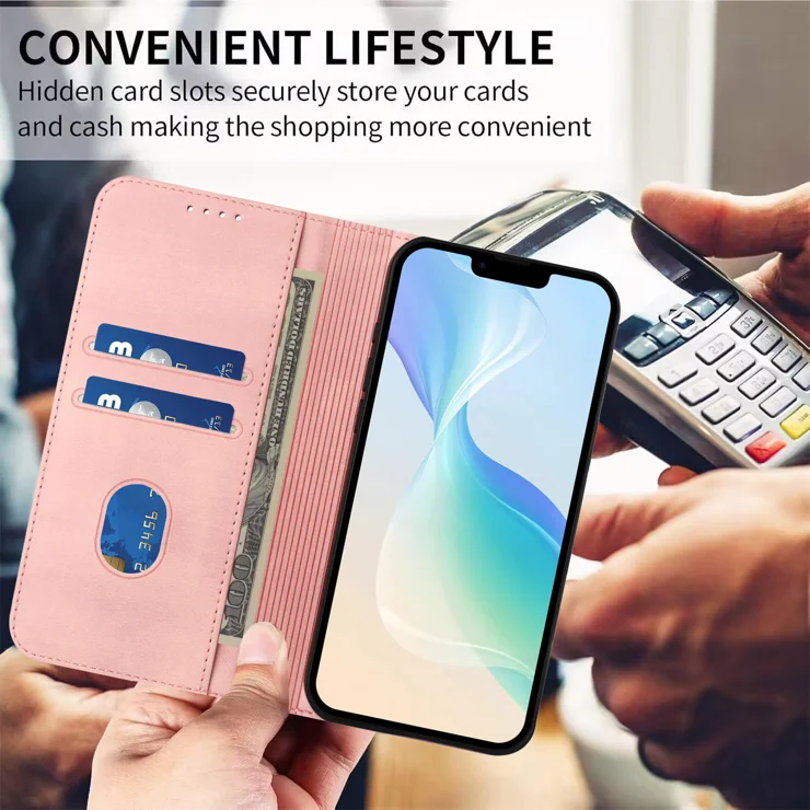 For Samsung Galaxy A16 4G / Galaxy A16 5G Wallet Cases Retro Texture RFID Blocking Leather Phone Cover - Pink