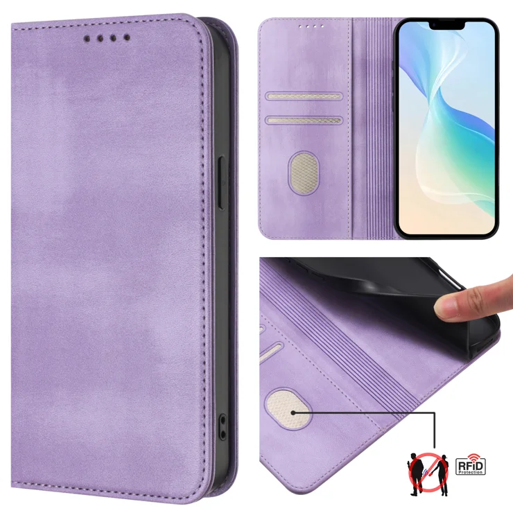 For Xiaomi Redmi Note 14 Pro 5G Wallet Cases Retro Texture RFID Blocking Leather Phone Cover - Light Purple