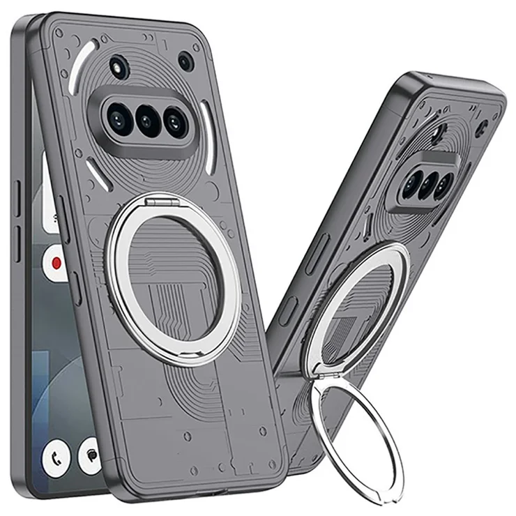 For Nothing Phone (3a) Case Magnetic Kickstand Hard PC Shockproof Phone Cover - Grey
